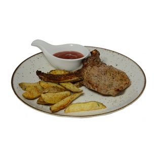 Корейка на кістці зі смаженою картоплею